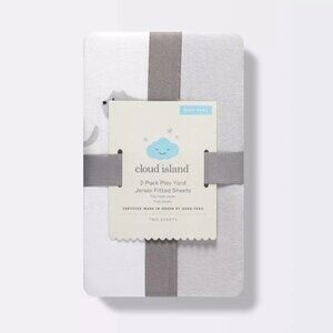 Cloud Island Fitted Play Yard Jersey Sheet 2pk Two by Two Animals Gray